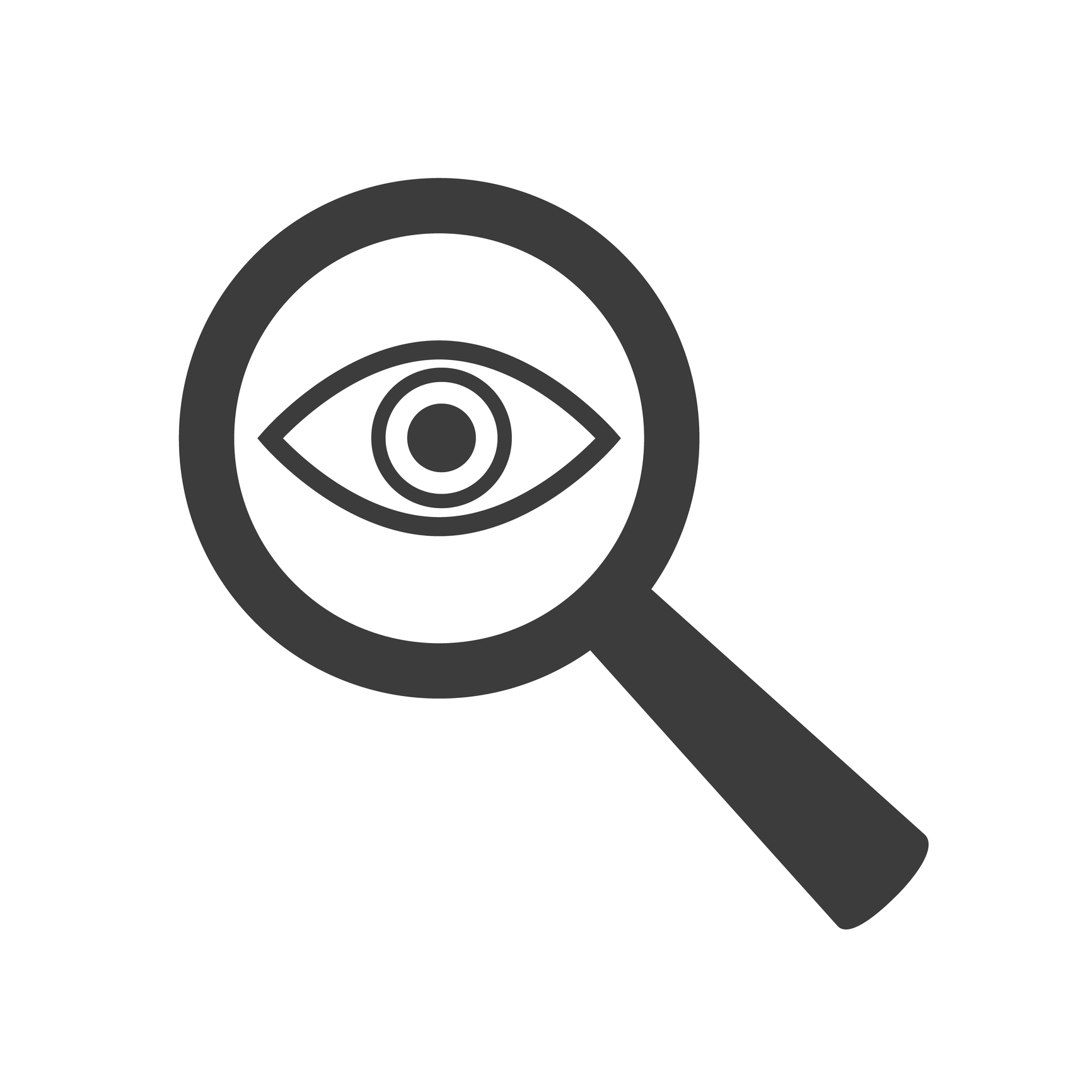 Icon eye with a magnifying glass on white background.