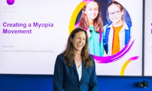 Jennifer Lambert, Vice President of Myopia Management and Cornea Care at CooperVision, presenting