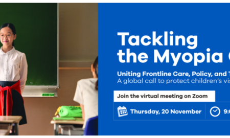 An ad for Hoya's Tackling the Myopia Crisis webinar