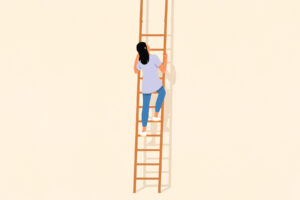 Someone climbing a ladder