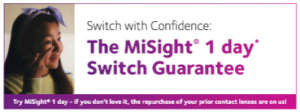 A graphic for the MiSight 1 day Switch Guarantee